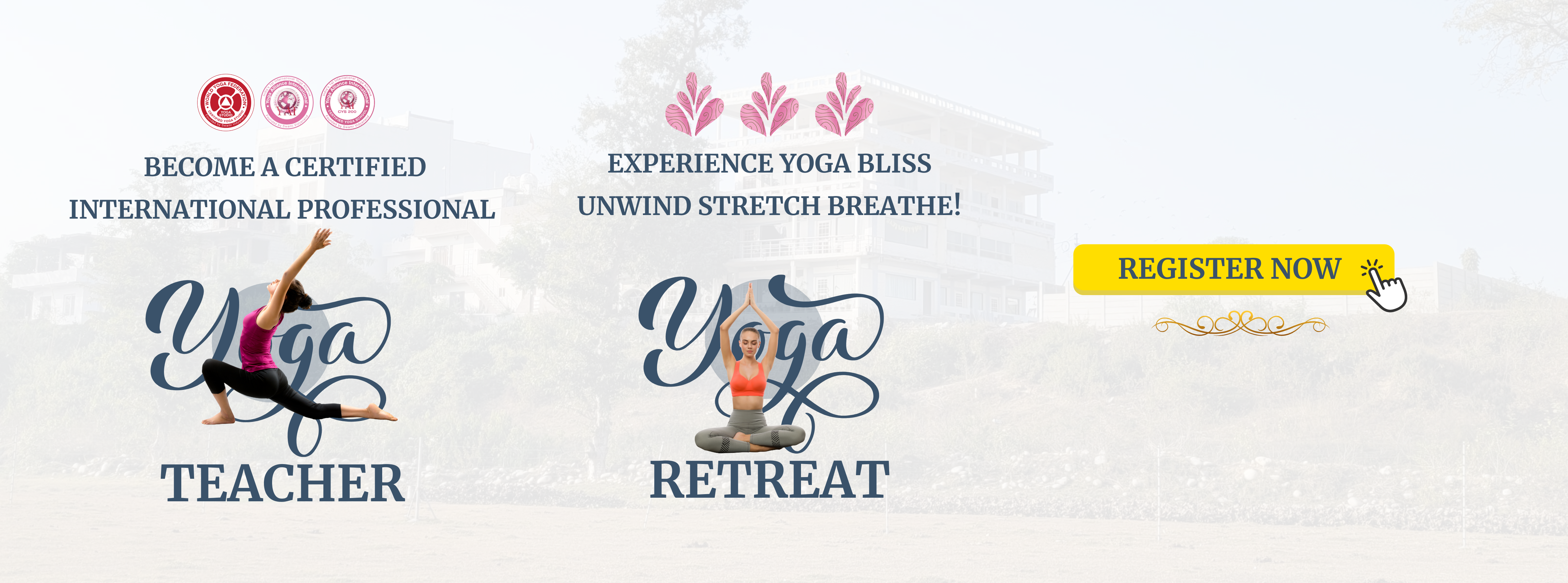 Image displaying Registration option to Yoga Teacher training Course and Yoga Retreat at Light House, Rishikesh